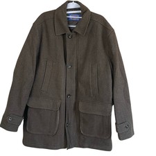 Vintage Pendleton Wool Car Coat, Brown Herringbone Men's Large w/ Storm Strap
