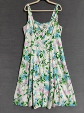 Old Navy Dress XL Blue Purple Floral Linen Sundress Smocked Sleeveless Easter