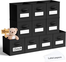 10 Pcs Fabric Storage Cubes with Labels 13 Inch Collapsible Cube Organizer 