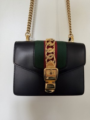 Gucci Handtasche Sylvie Chain - Dunkelblau Leder - Top Zustand