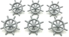 Lego 6 New Light Bluish Gray Boats Ship's Wheel w/ Slotted Pins Parts