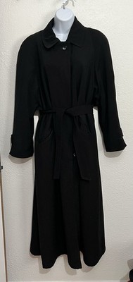 Regent Park Black Long Belted Coat Women s Size 8 Classic Trench Style
