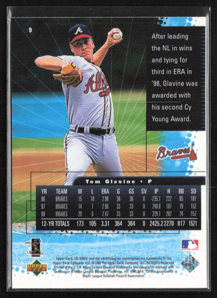 1999 UD Ionix Tom Glavine #9 Atlanta Braves - Image 2 of 2
