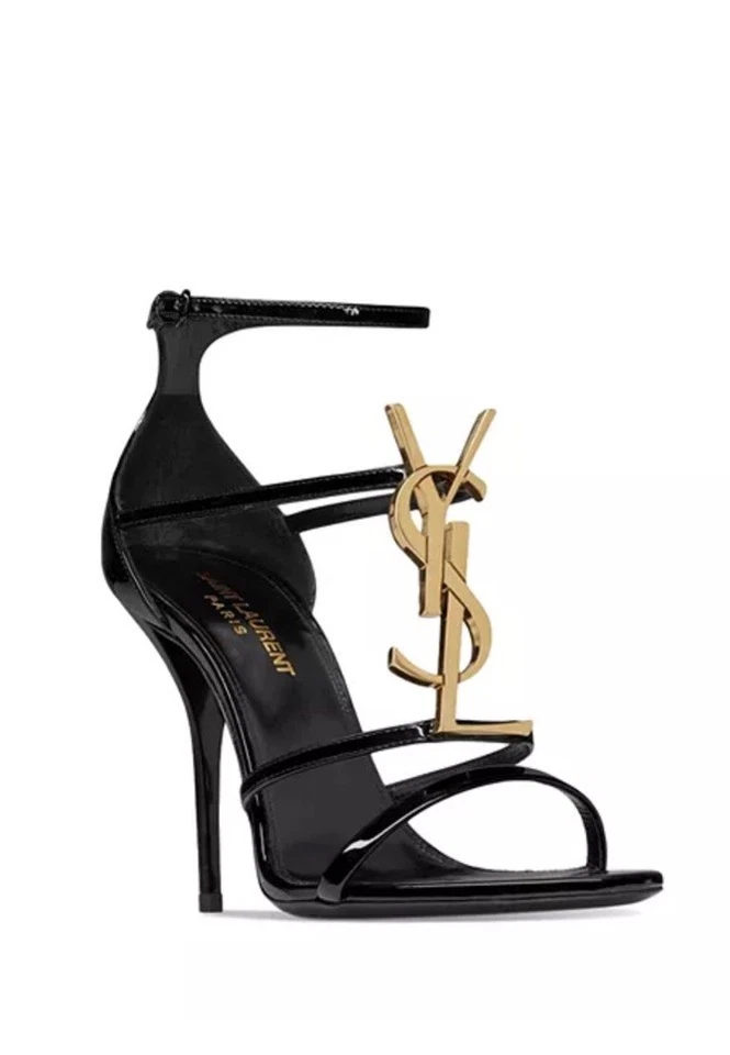 Tacones YSL Saint Laurent charol negro para mujer talla 10,5 EE. UU. 41 1/2 #ysl4 Foto 2 de 4