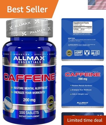 Concentrated Energy: 100  Caffeine Tablets - 200mg for Focus & Fat Burning