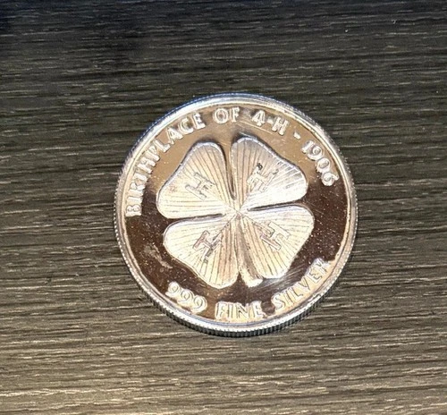 1985 BU Silver Coin .999 Page County Clarinda Iowa 4-H Birthplace