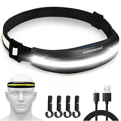 DARKBEAM Stirnlampe USB Wiederaufladbare LED Stirnlampe Hardhat Light, COB 230°