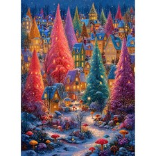 Snowy Village Landscape 500 Piece Jigsaw Puzzle for Adults