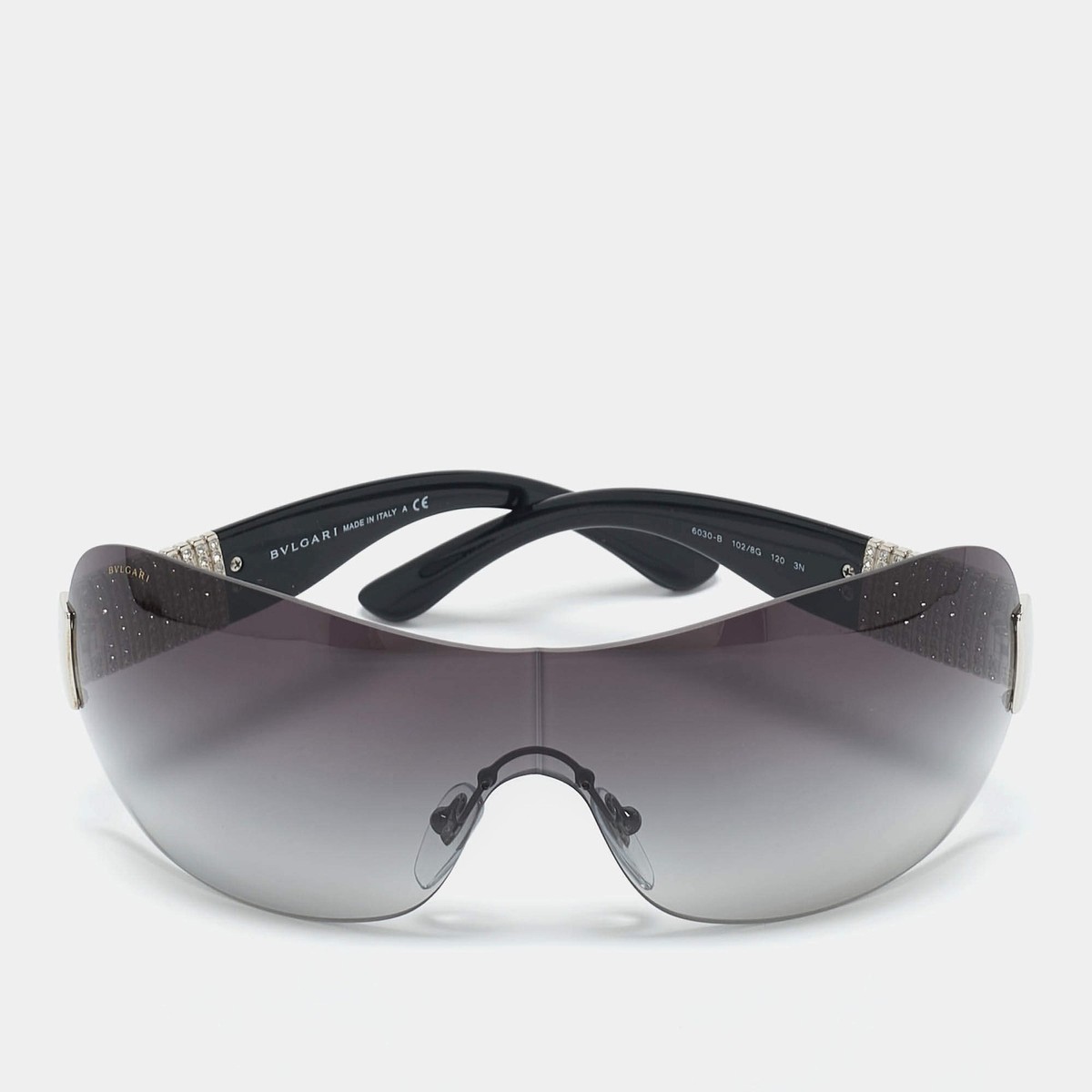 Bvlgari Black Gradient 6030B Crystals Shield Sunglasses | eBay