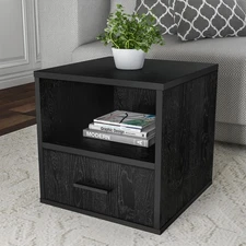 End Table Cube Accent Table 16 Inches with Drawer Bedroom Livingroom