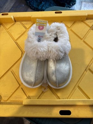 Cat & Jack Gold/Mollie Fur Slipper Shoes Girls, Size 4