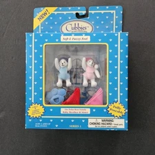 Just Toys Miniature Polar Bear Sister /Brother 1995 2" Flocked Posable "Cubbies"