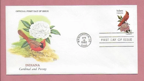 Indiana State Bird & Flower Stamp FDC 1982 Scott # 1966 Chuck Ripper Artist