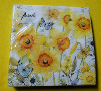 20 Servietten Narzissen Schmetterlinge 1 Packung Motivservietten Blumen Ambiente