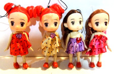 Lot of 4 Plastic Dolls For Phone, Purse, Backpack Charm Strap - NWOT  45 