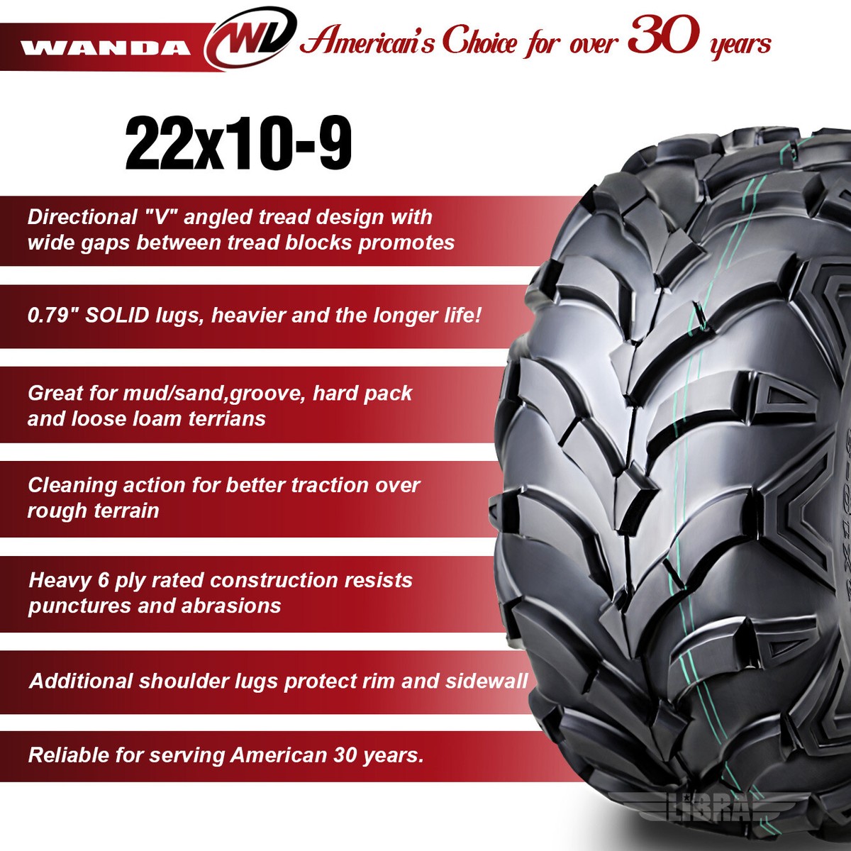 Set 2 ATV Mud Tires 22x10-9 22X10X9 6PR For Honda Recon 250 - Foto 12