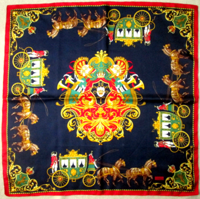 Foulard En Soie 100% Vintage – Motif Multicolore – Format Carré 86x87 Cm – Pour Femme
