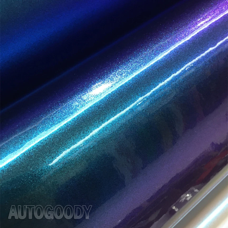 Envoltura de película de vinilo súper brillante metálico camaleón púrpura azul verdoso sin burbujas de aire Foto 4 de 4