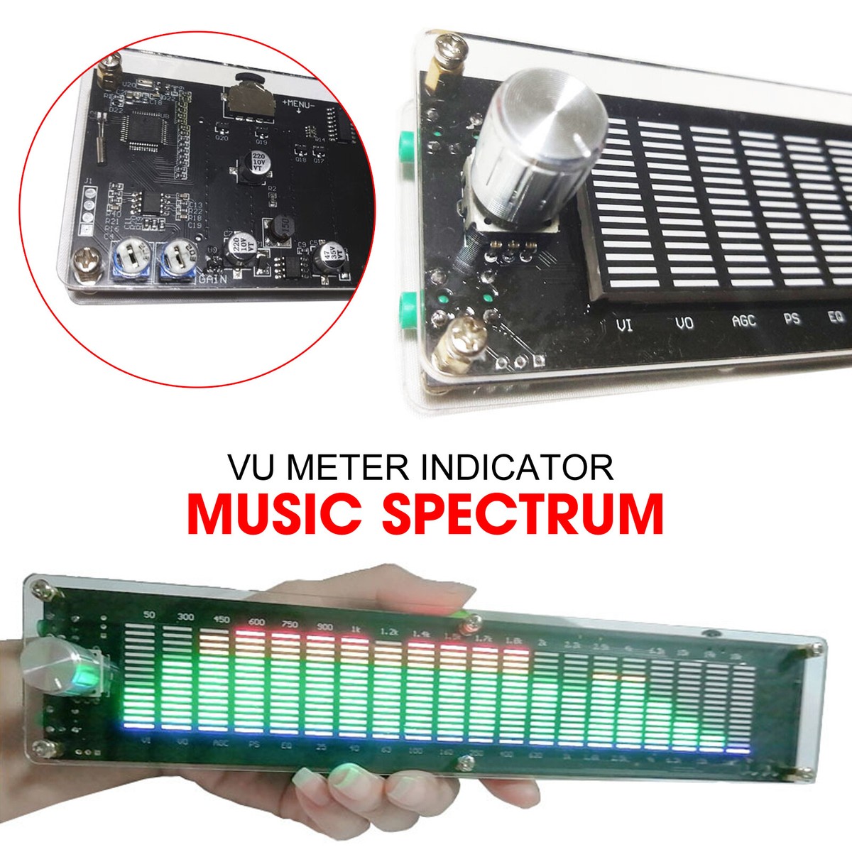 Stereo VU Meter Indicator 20 Segment Music Spectrum Analyzer LED