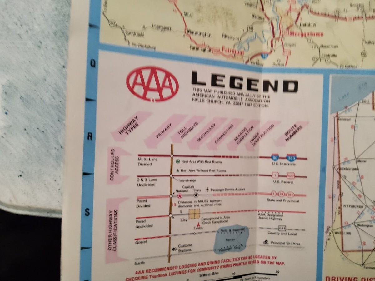 AAA VINTAGE MAP OF NEW JERSEY, PENNSYLVANIA 1987 24 X 36 | eBay