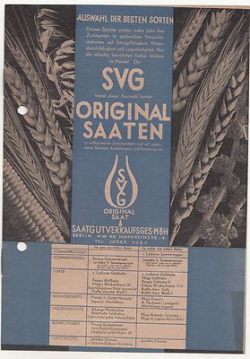 Prospekt SVG Original Saaten Saatgut Getreide Landwirt Bauer um 1930 ! (D2  | eBay.de