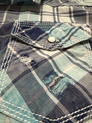 BKE Vintage 1967 Shirt Mens XL Plaid Athletic Fit Pearl Snap Flannel Short - Picture 5 of 11