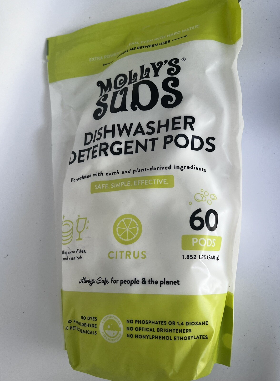 Molly's Suds Dishwasher Detergent Pods Citrus 60, Pods Buy 1 Get 5