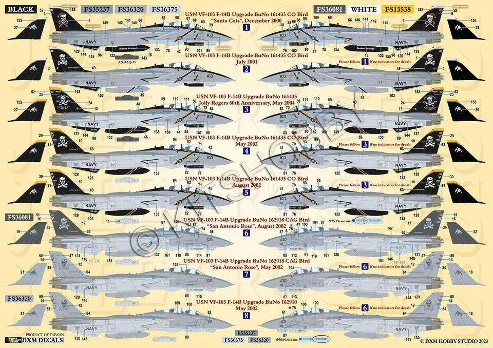 DXM decal 1/48 USN F-14B Tomcat VF-103 Jolly Rogers '00-'04 Special Album - Image 2 of 4