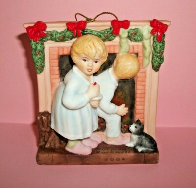 ''IS HE COMING'' Christmas Ornament Dave Grossman/Norman Rockwall  2004 Porcelain