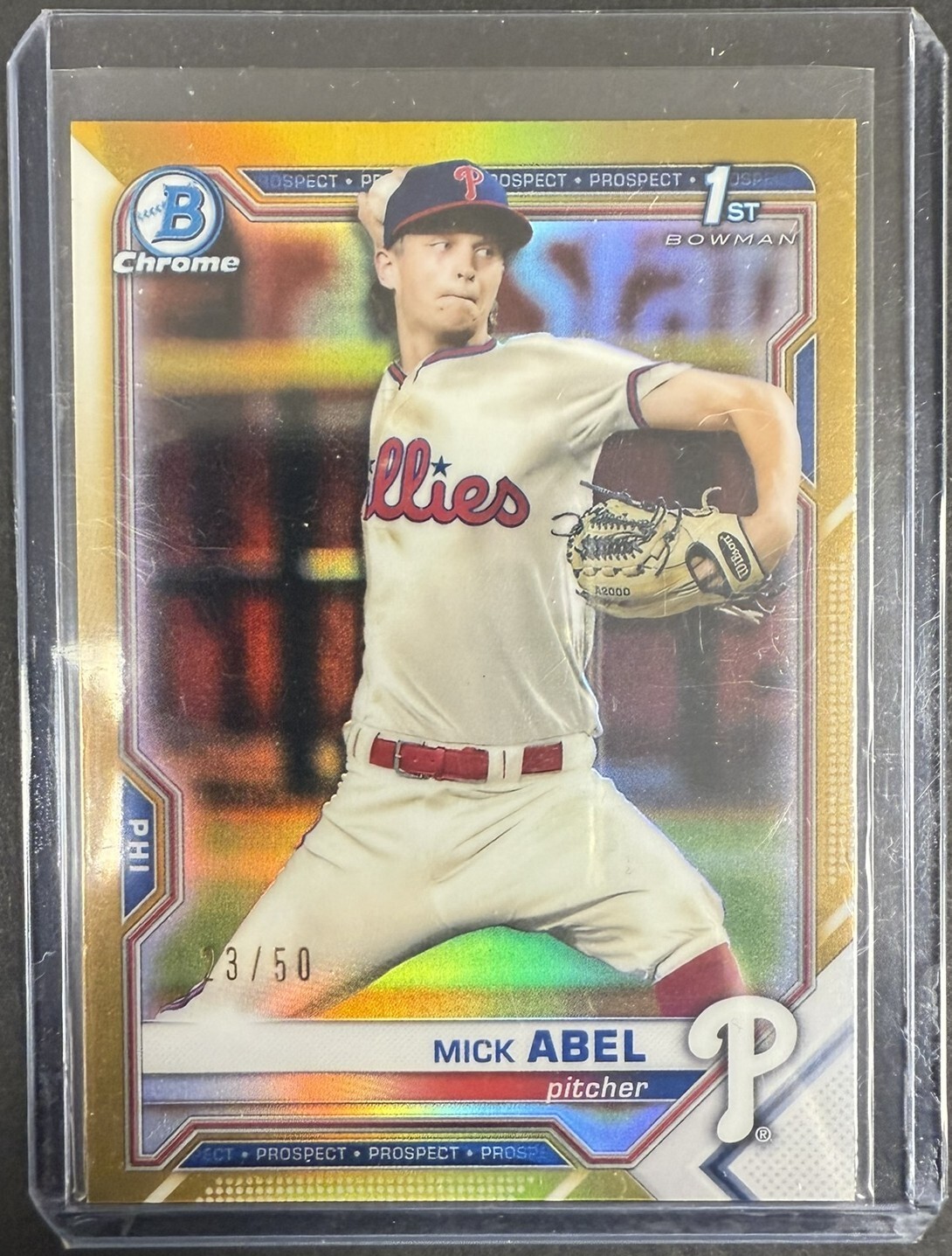 2021 Bowman 1st Chrome Mick Abel #BCP-42 True Gold Refractor 23/50 RC Twins