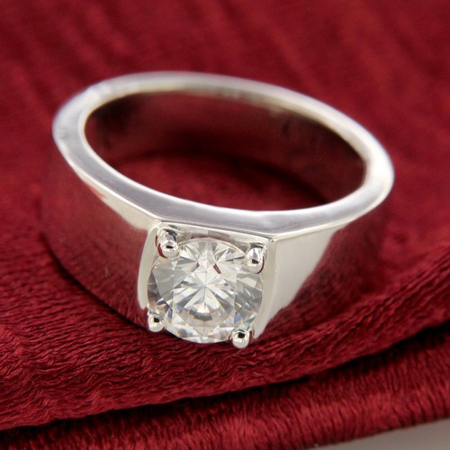 Certified 8MM Lab Grown Diamond Solitaire Wedding Men's Ring Solid 925 Silver - Picture 4 of 10