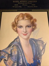 1941 Pin Up Red Head Girl Beauty Erbit Art Bush Mines Alberta Canada