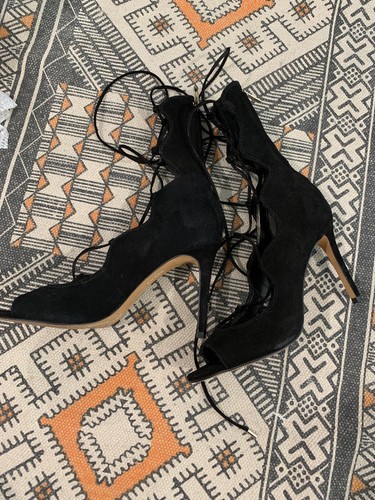 Vince Camuto Lace-up Suede Black Shoes 