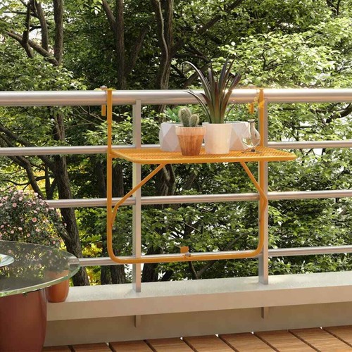 Tavolo Da Balcone Giallo 60x40 Cm In Acciaio