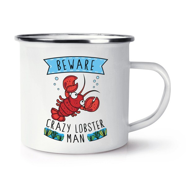 Beware VerrüCkte Lobster Mann Retro Emaille Becher Tasse - Lustig Tiere Camping-image