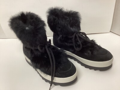 Cougar Womens Vanora 2 Suede Rabbit Fur Waterproof Ankle Boots Black Size 6 New