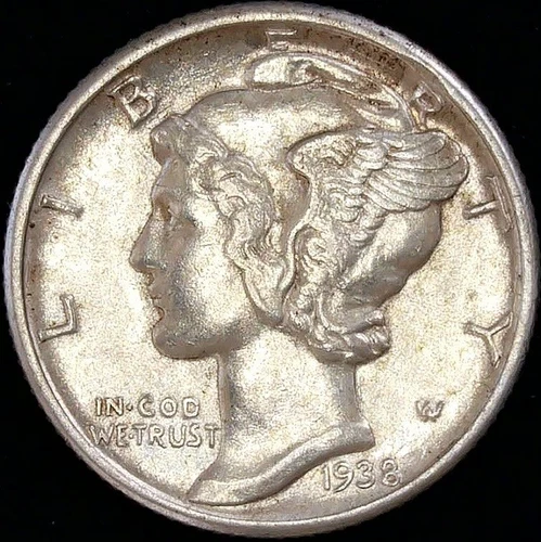 1938 Mercury Dime - BU - 90% Silver  Free Shipping
