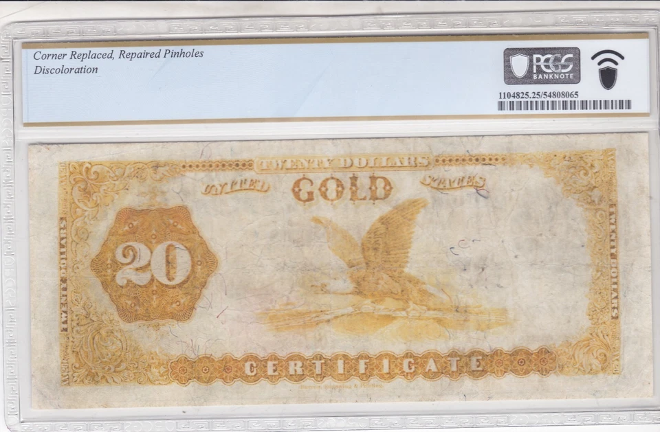 Series 1882 $20 Gold Certificate PCGS VF 25 FR1178 LYONS/ROBERTS Small Red Seal - Image 2 of 2
