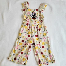 KIKI’S DELIVERY SERVICE Gigi Floral Overalls Sz 5T Ruffle Studio Ghibli Cropped