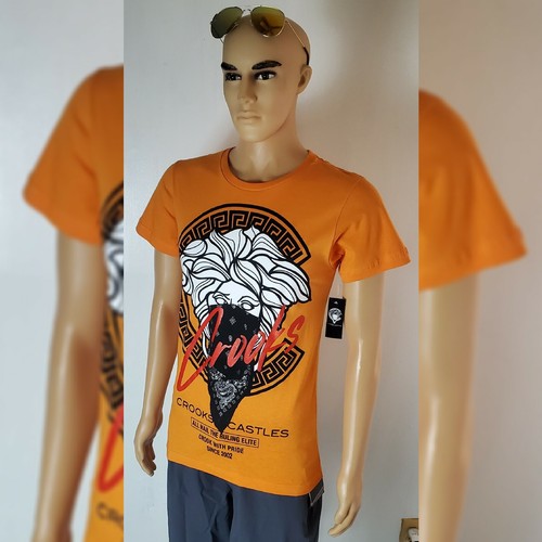 CROOKS CASTLES MEDUSA CIRCLE LARGE LOGO TEE MEN'S SHORT SLEEVE SIZE M ORANGE - Picture 10 of 12