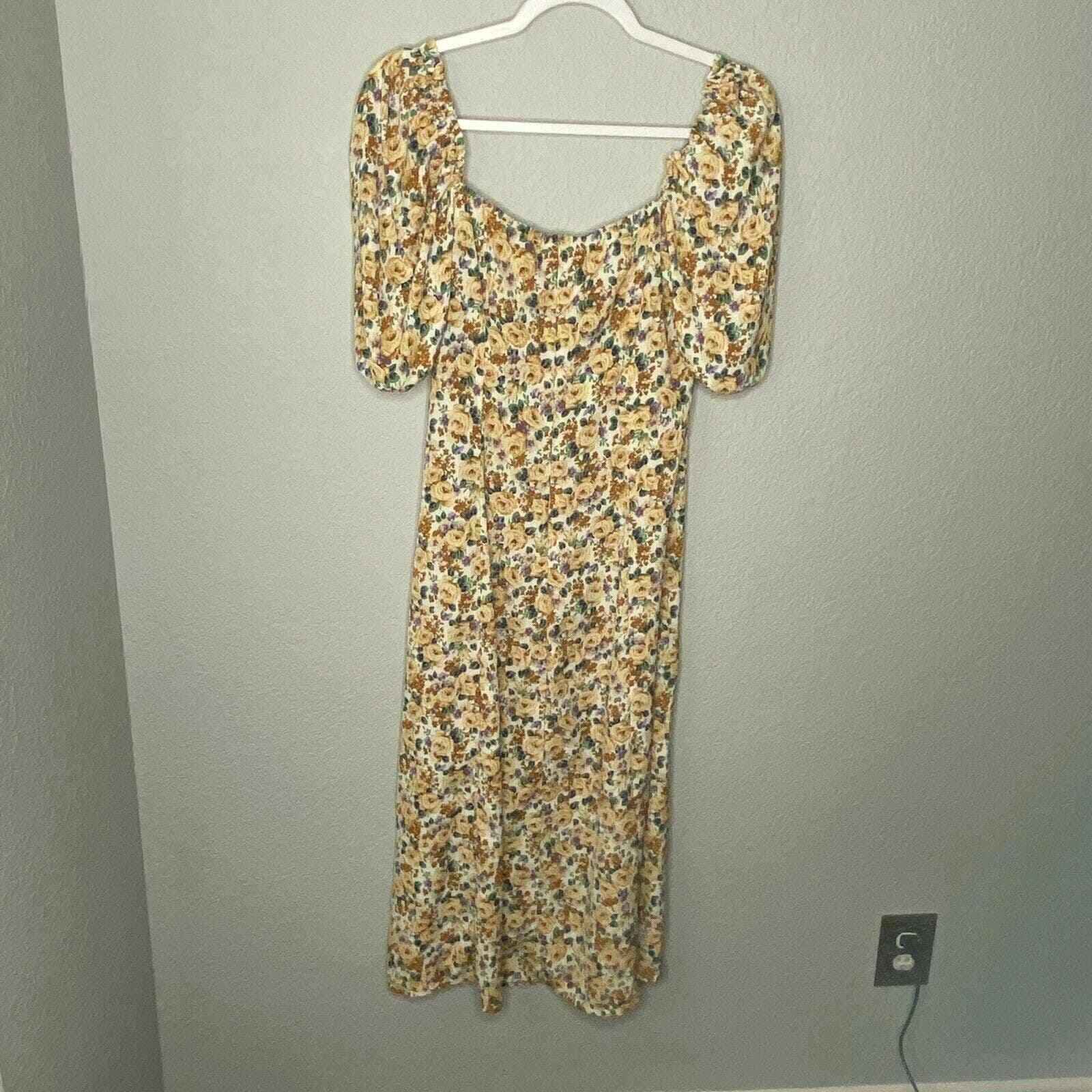 OFF WHITE Abito midi bianco stampa floreale cravatta anteriore Shein Off taglia small