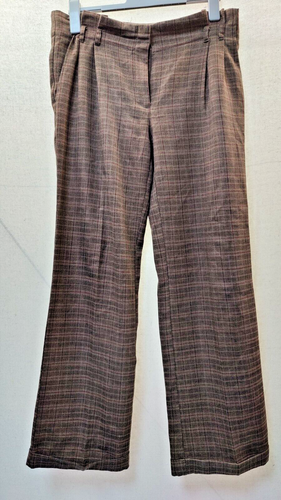 NEXT Size 12 Long Checked Trousers Brown Tones