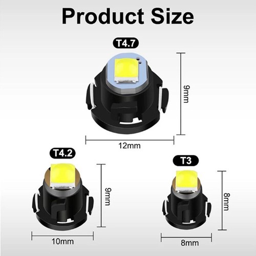 100Pcs T3 T4.2 T4.7 LED Wedge Bulb 5050 1SMD 12V Car Dashboard Indicator Lights - Picture 2 of 24