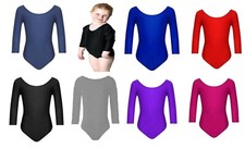 Girls Uniform Leotard Dance Gymnastic Ballet Long Sleeve Leotards Kids Age 3-13!
