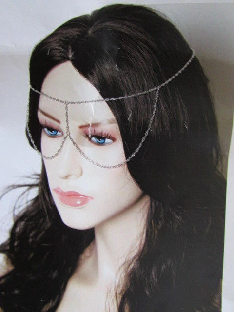 Donna Metallo Argento Maschera Lungo Testa Catena Moda Oreficeria Sole Eye Cover - Immagine 2 di 4