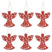 Glitzer Weihnachtsbaum Dekorationen Set Mit 6 Engeln - Rot