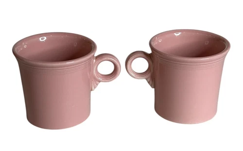 Set of 2  Fiesta Rose Pink by Homer Laughlin Fiestaware HLC USA  Mugs Circle