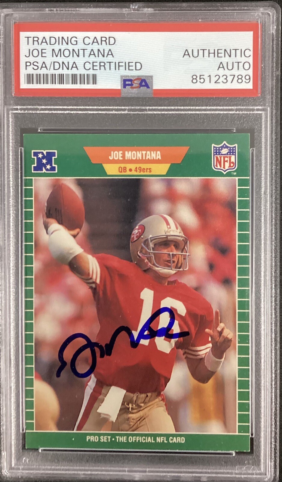 Joe Montana Signed 1989 Proset #381 Football Card 49ers HOF QB Autograph PSA/DNA