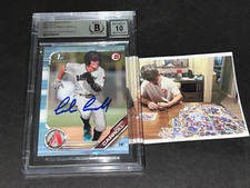 Corbin Carroll DBacks SIGNED 2019 1st BOWMAN Sky Blue Base BGS Beckett Auto 10