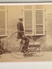 photo albumin bicycle tricycle velociped big wheel 1.2 m. albumin sepia 19th century
